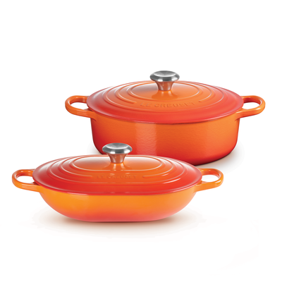Shallow Round Dutch Oven and Oblong Casserole Set Shallow Round Dutch Oven and Oblong Casserole Set